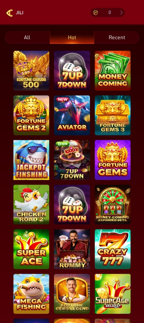 Our P77 game library screen